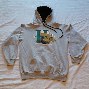 1990s Y2K King Fashions Canada Halifax Mooseheads Hockey Gray Hoodie Adult S